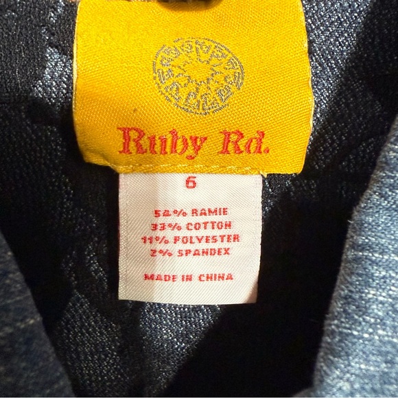 Ruby Rd. Blue Embroidered Embellished Paisley Jean Jacket Size 6 - Picture 8 of 10